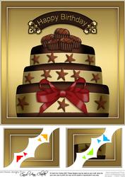 8 x 8 Chocolate Cake Birthday Scalloped Corner