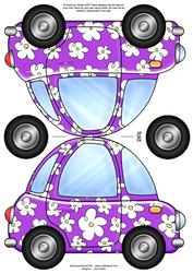 Funky Floral Car Shaped Card