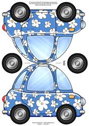 Funky Floral Car Shaped Card