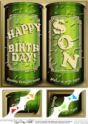 8 x 8 Birthday Son Beer Cans Scalloped Corner Topper