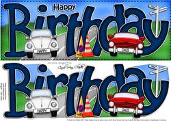 Birthday Cars Large Dl Quick Card N 3D Decoupage
