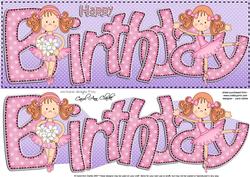 Birthday Ballerina Large Dl Quick Card N 3D Decoupage