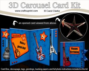 3D Rock N Pop Guitars Carousel Card Kit