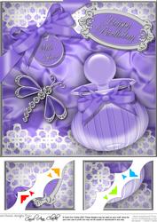 8 x 8 Perfume Lace N Dragonfly Scalloped Corner Topper