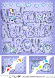 8 x 8 New Baby Boy Scalloped Corner Topper