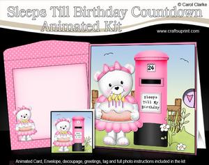 3D Teddy Tess Sleeps Till Birthday Countdown Moveable