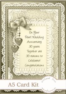 A5 Greeting & Lace Pearl Wedding Anniversary 3D Decoupage