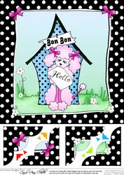 8 x 8 Bonbon Poodle Scalloped Corner Topper
