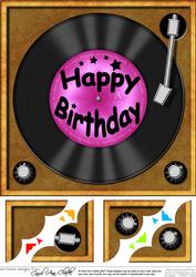 8 x 8 Happy Birthday Record Scalloped corner Topper