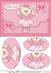A5 Cute Ballet Teddy Oval Pyramage Topper