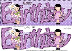 Girlz Birthday Large Dl Quick Card 3D Decoupae