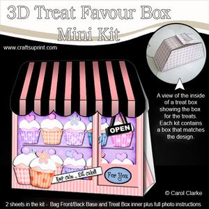 3D Little Cupcake Shop Treat or Favour Box Mini Kit