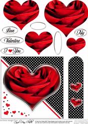 Romantic Rose Heart Quick Card with Heart Shaped Pyramage