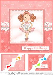 8 x 8 Betzi Ballerina Birthday Scalloped Corner Topper