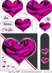 Romantic Rose Heart Quick Card with Heart Shaped Pyramage