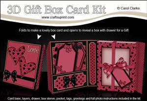 3D Romantic Hearts Gift Box Card Kit with 3D Decoupage