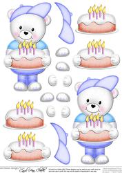 Teddy Ed's Birthday Cake 3D Decoupage Designs
