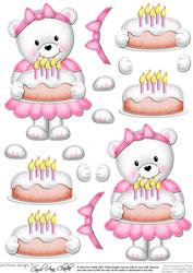 Teddy Tess's Birthday Cake 3D Decoupage Designs
