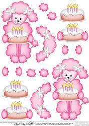 Bonbon Poodle Dog's Birthday Cake 3D Decoupage Designs