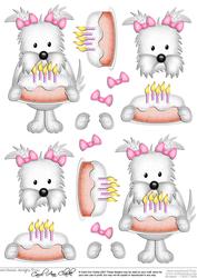Jess Westie Dog's Birthday Cake 3D Decoupage Designs