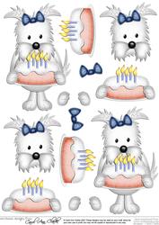 Jock Westie Dog's Birthday Cake 3D Decoupage Designs