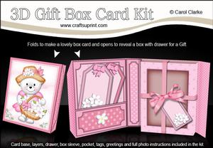 3D Teddy Tess Gift Box Card Kit with 3D Decoupage