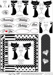 Kool Kats Purrfect Love Monochrome Quick Card with Pyramage
