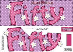 50th Birthday Fifty Large Dl Quick Card N 3D Decoupage