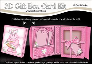 3D Hilda Hippo Gift Box Card Kit with 3D Decoupage