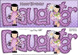 Girlz Birthday Daughter Large Dl Quick Card 3D Decoupage