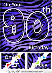 8 x 8 Fun Zebra Striped 90th Birthday Scalloped Topper