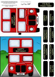 Big Red Bus Quick Card N 3D Decoupage