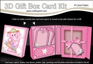 3D Lola Elephant Gift Box Card Kit with 3D Decoupage