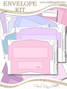 10 Mini Dl (80 x 215mm) Pastel Dots Envelope Kit