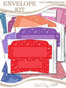 10 Mini Dl (80 x 215mm) Romantic Hearts Envelope Kit