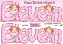 11th Birthday Aimee Large Dl Quick Card N 3D Decoupage