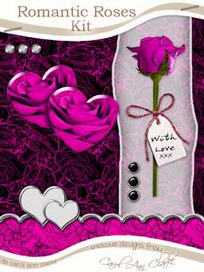 Romantic Roses Kit in Cerise with Step by Step Decoupage