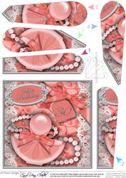 30th Birthday Perfume Lace N Pearls Fan Pyramage Topper