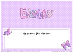 80th Birthday Vera Large Dl Matching Insert