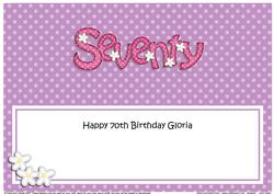 70th Birthday Gloria Large Dl Matching Insert