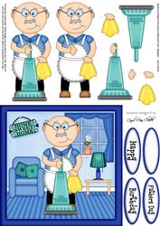 Bert Loves Housework Quick Card N 3D Decoupage