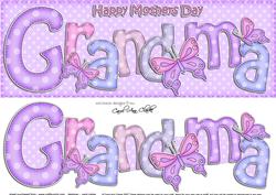 Large Dl Mothers Day Grandma Butterflies Card & 3D Decoupage