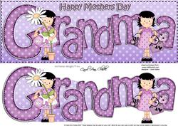 Girlz Mothers Day Grandma Large Dl Quick Card 3D Decoupage