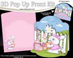 3D Little Bunny's Flower Pop Up Front Card Kit