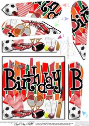 Birthday Sports N Games Fan Pyramage Topper