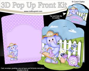 3D Lola Elephant's Flower Basket Pop Up Front Card Kit