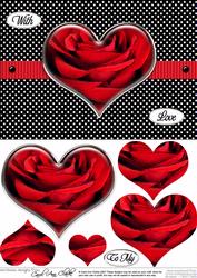 Romantic Roses Quick Card with Heart Shaped Pyramage