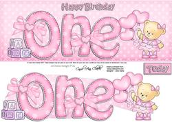 1st Birthday Large Dl Quick Card N 3D Decoupage