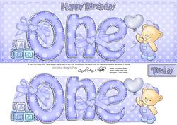1st Birthday Large Dl Quick Card N 3D Decoupage