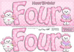 4th Birthday Large Dl Quick Card N 3D Decoupage